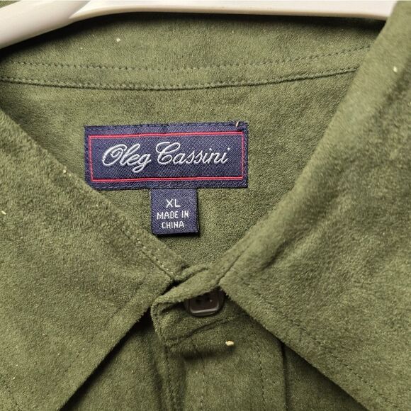 Oleg‎ Cassini Suede Button Up Mens XL - Picture 3 of 4